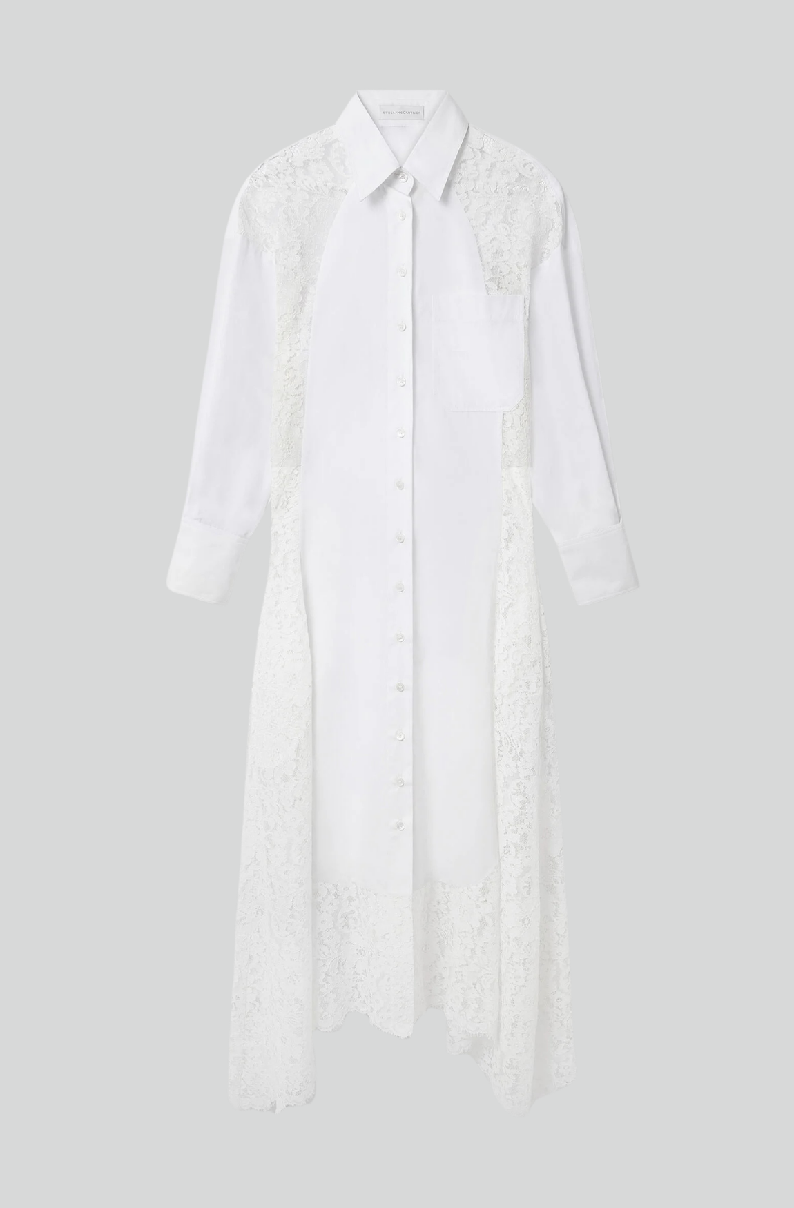 LACE-PANELED POPLIN DRESS
