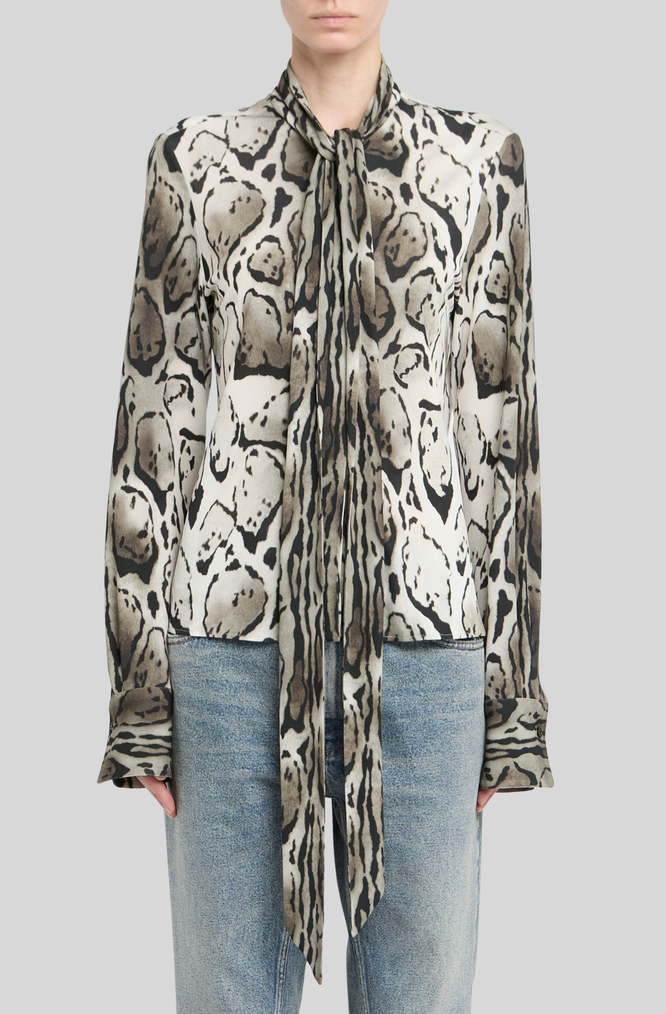 CLOUD LEOPARD PUSSY BOW BLOUSE