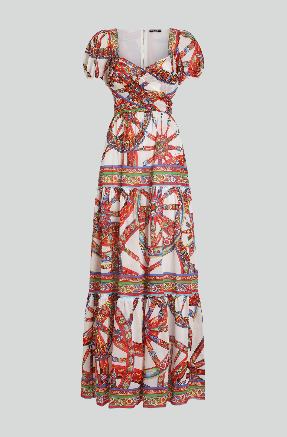 LONG BATISTE DRESS WITH CARRETTO-PRINT