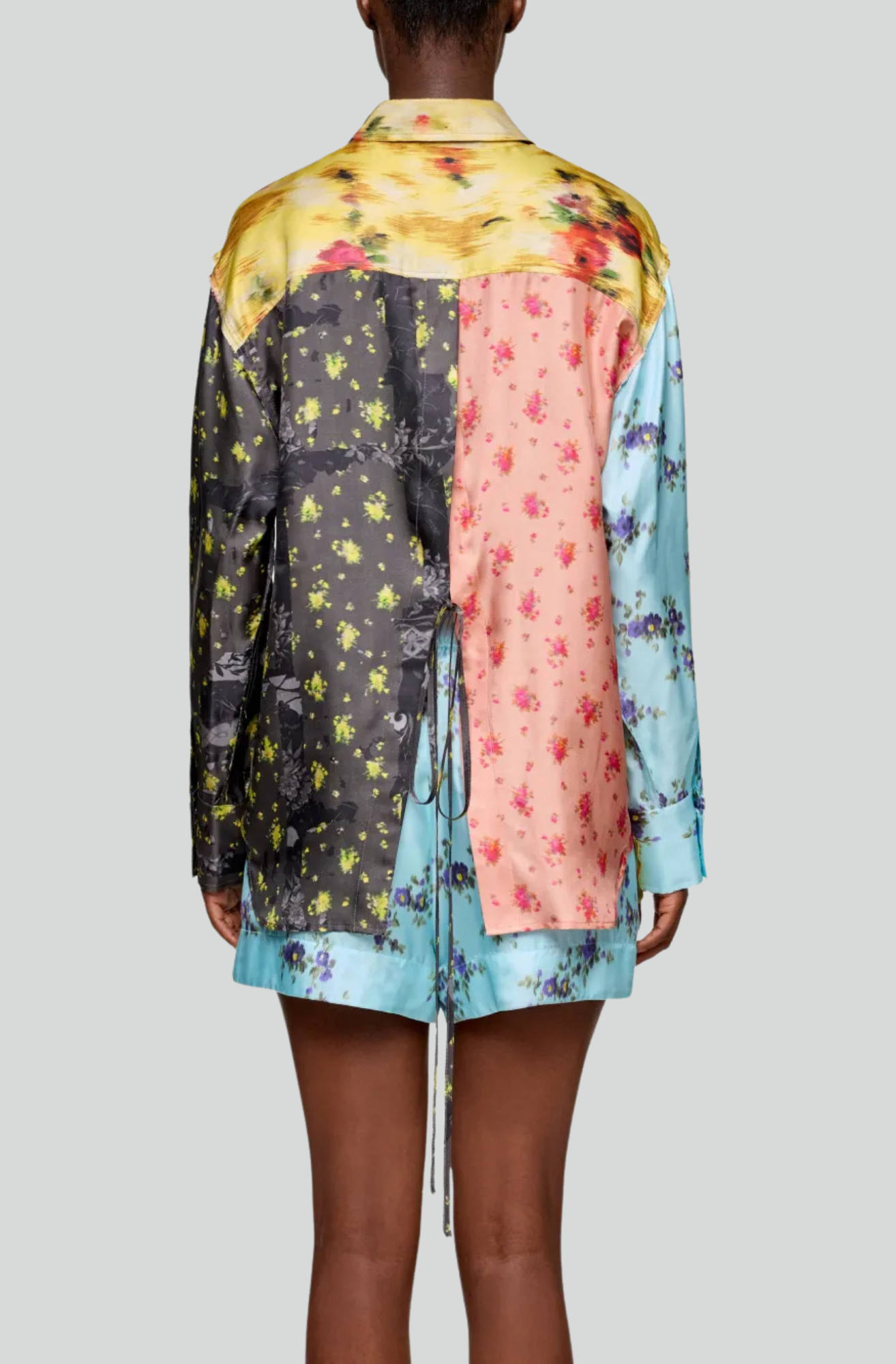MULTI PRINTED SILK TWILL LONG SLEEVE SHIRT