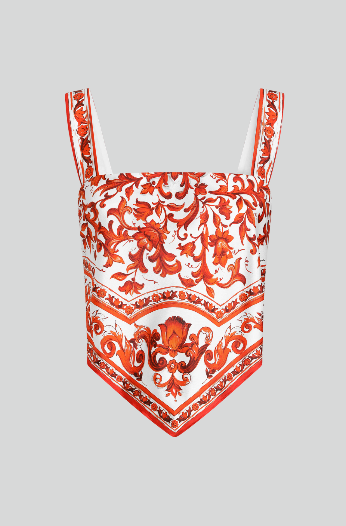 MALJOLICA-PRINT SILK TWILL BUSTIER TOP