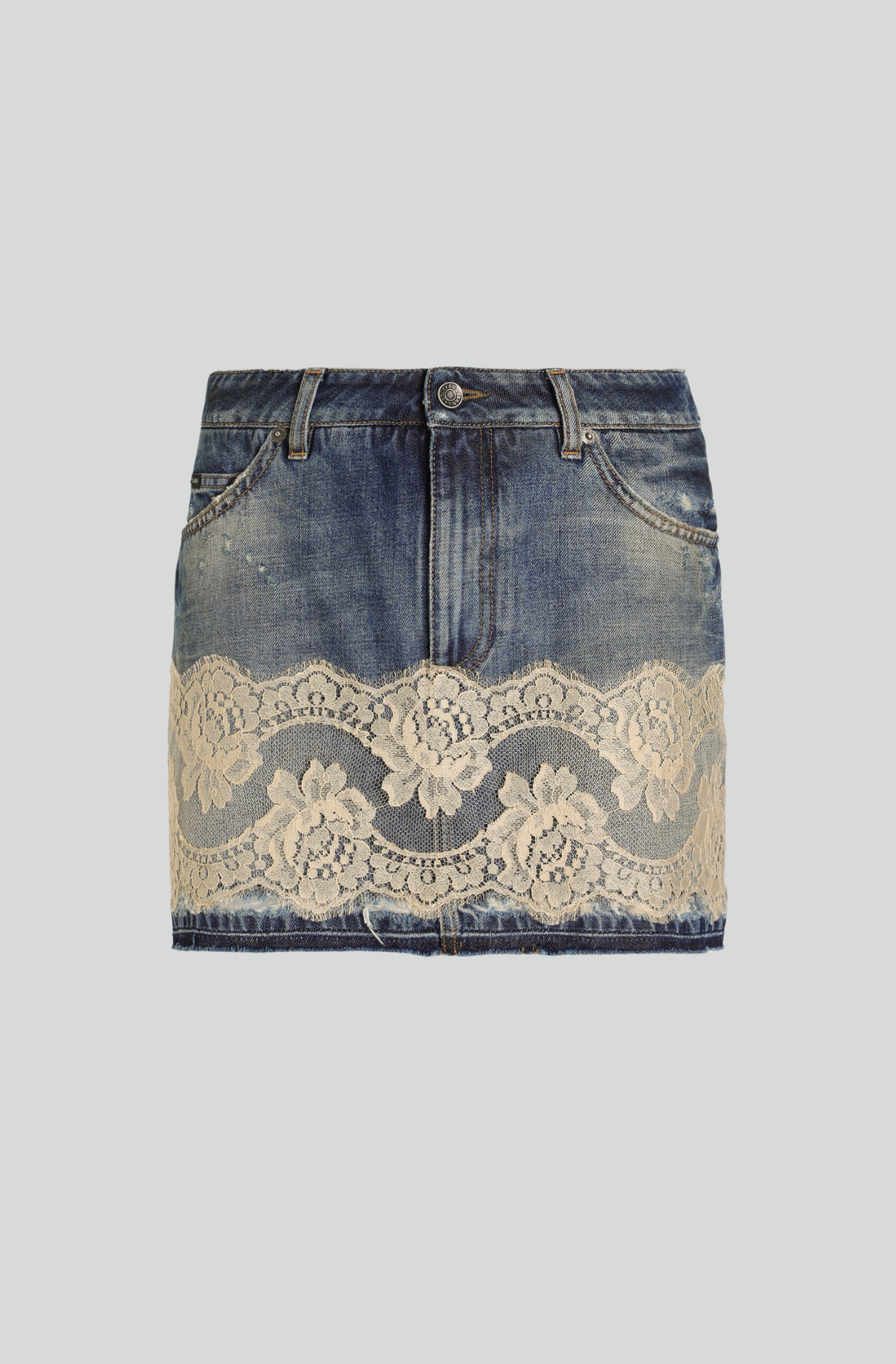 DENIM SKIRT WITH LACE
