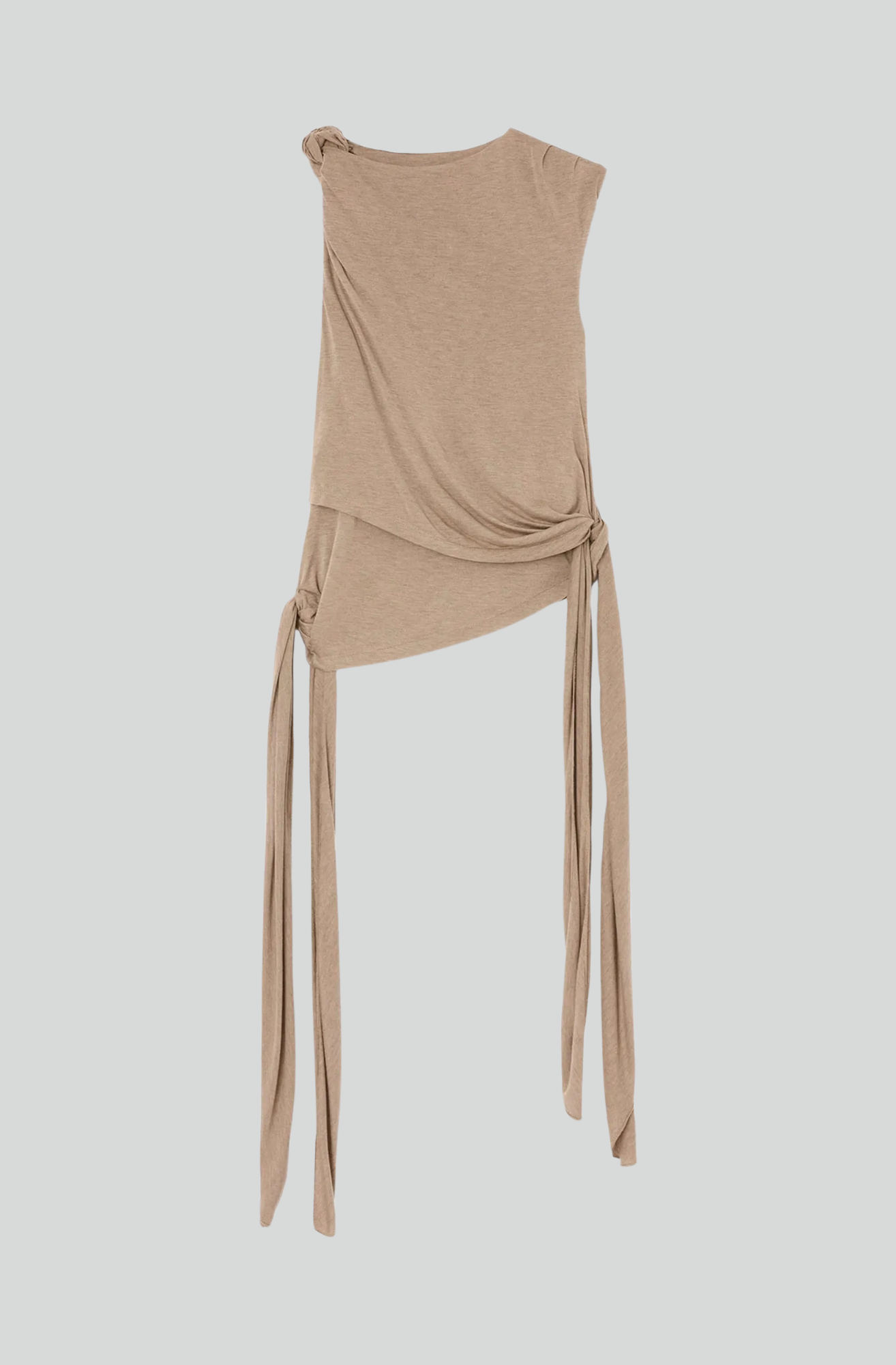 VISCOSE JERSEY DRAPED KNOT DETAILING TOP