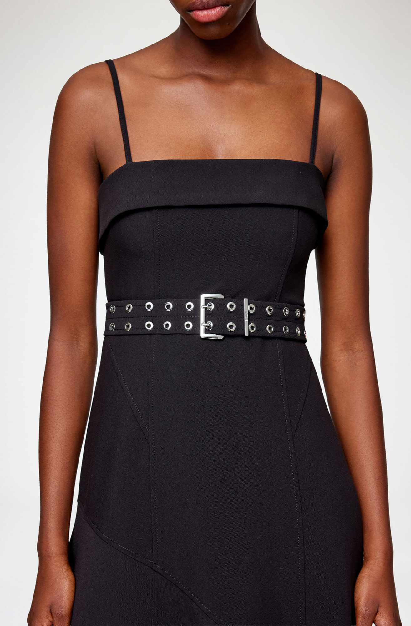 FUTURE TWILL SUITING LONG ASYMMETRIC DRESS