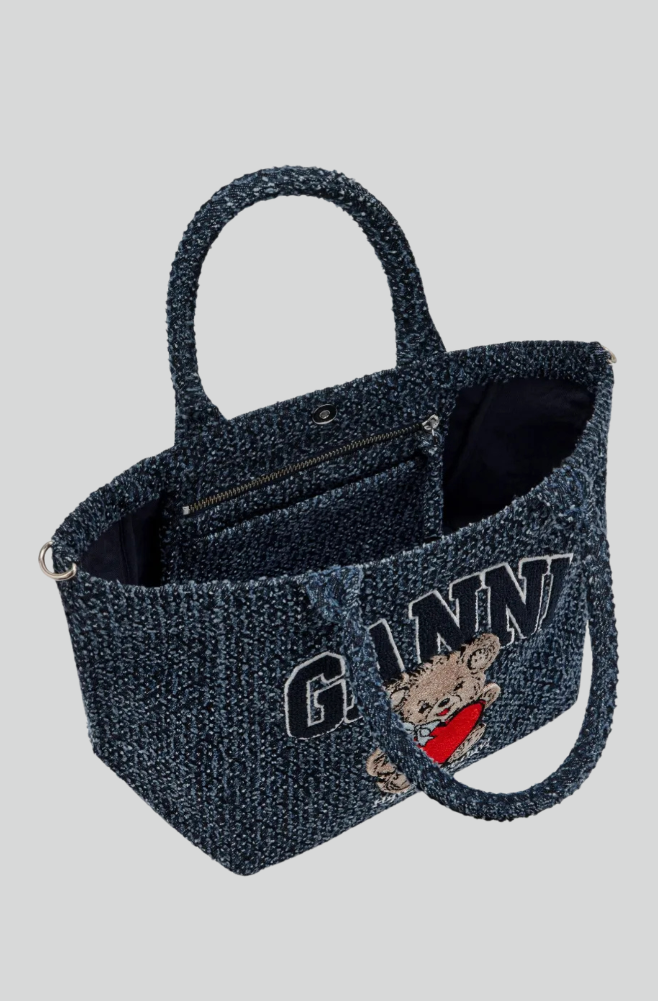 SMALL TRAPEZE SHOPPER BEAR TWEED DENIM