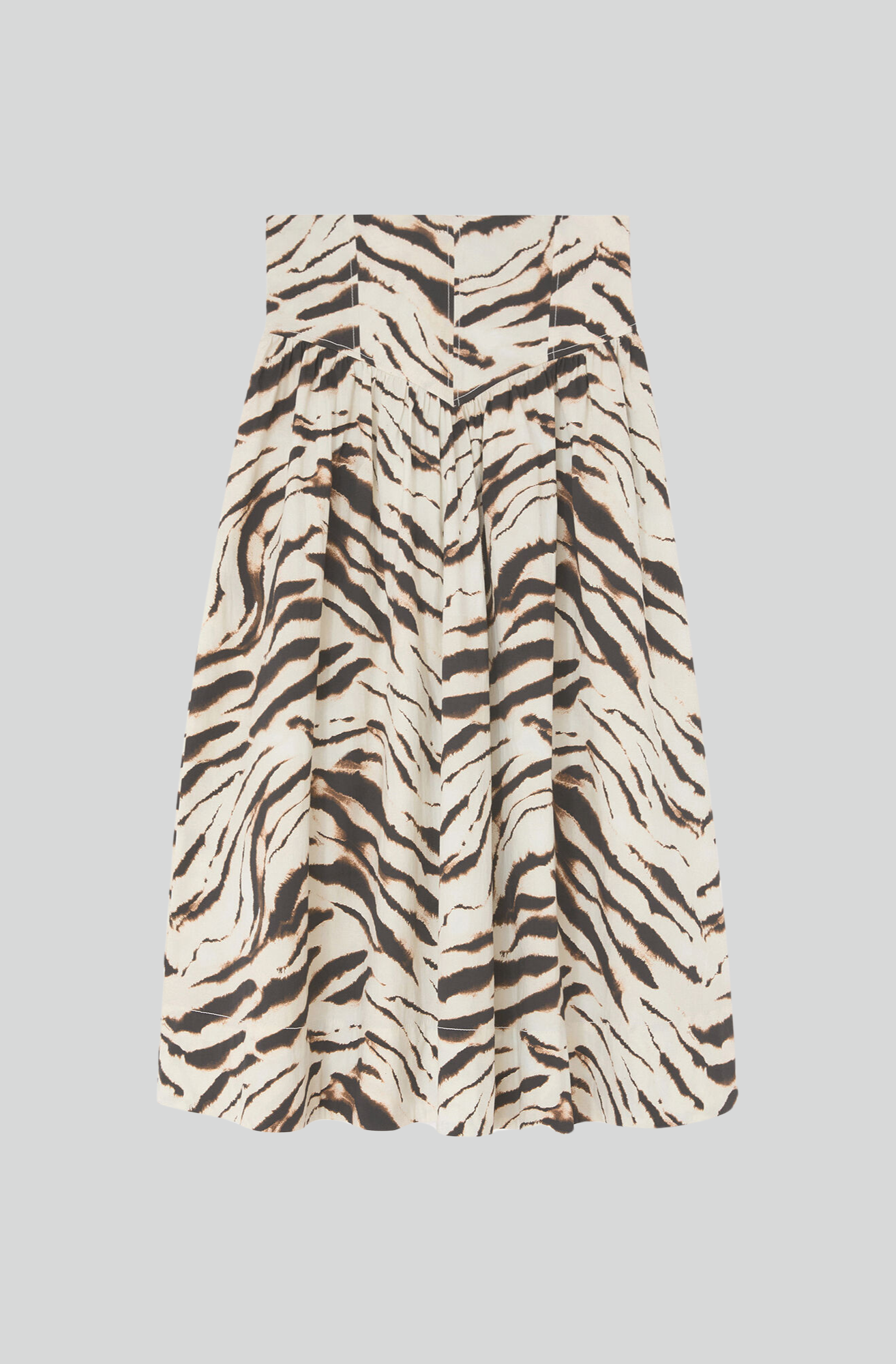 PRINTED STRECH COTTON LONG SKIRT EGRET