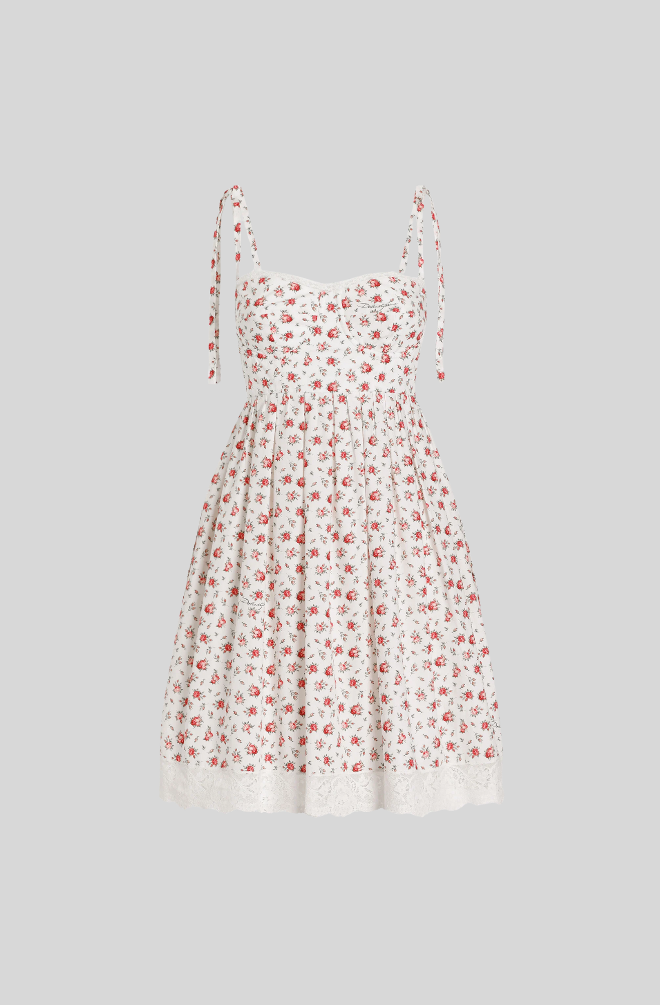 SMALL ROSE-PRINT SHORT POPLIN DRESS