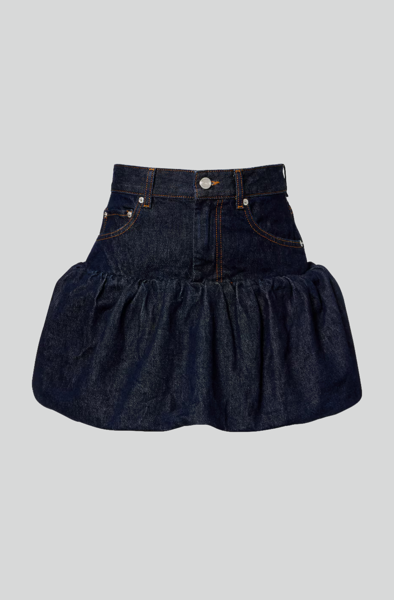 RISE DENIM BUBBLE MINI SKIRT