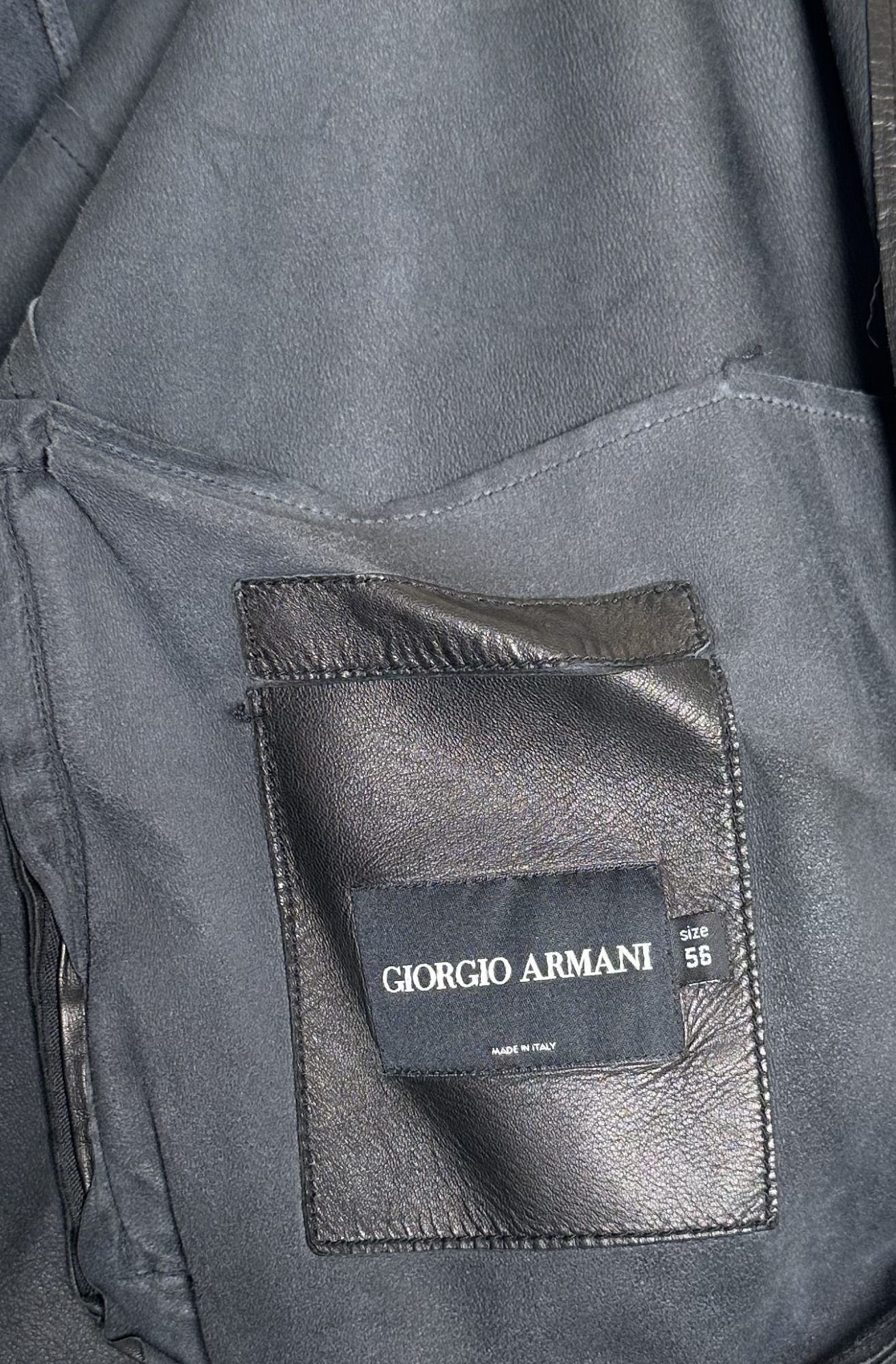 GIORGIO ARMANI MENS ASYMMETRICAL LEATHER JACKET