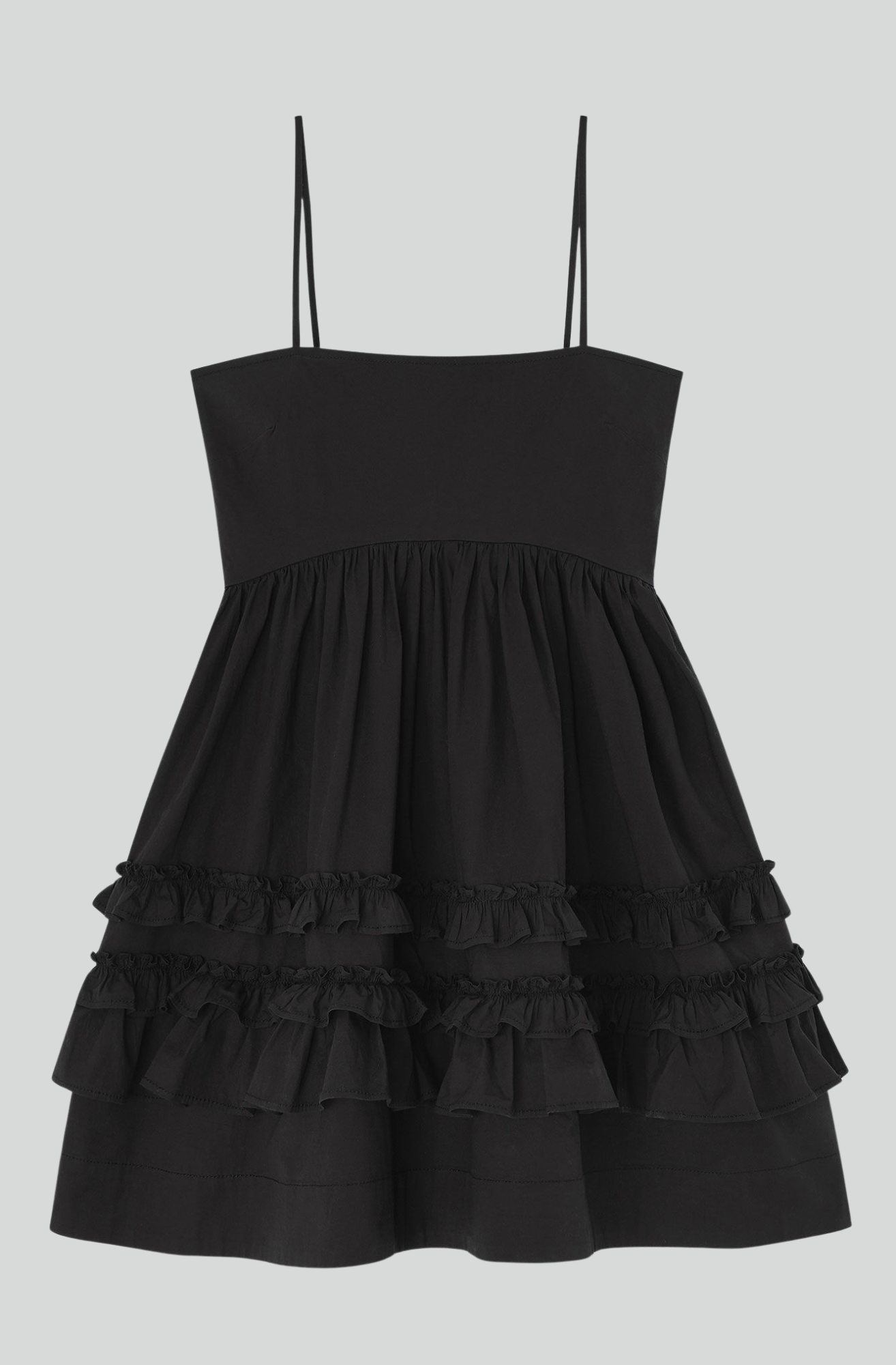 BLACK MINI FRILL DRESS