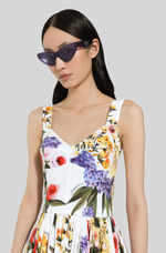 Load image into Gallery viewer, SHORT COTTON CORSET DRESS WITH GARDEN PRINT
