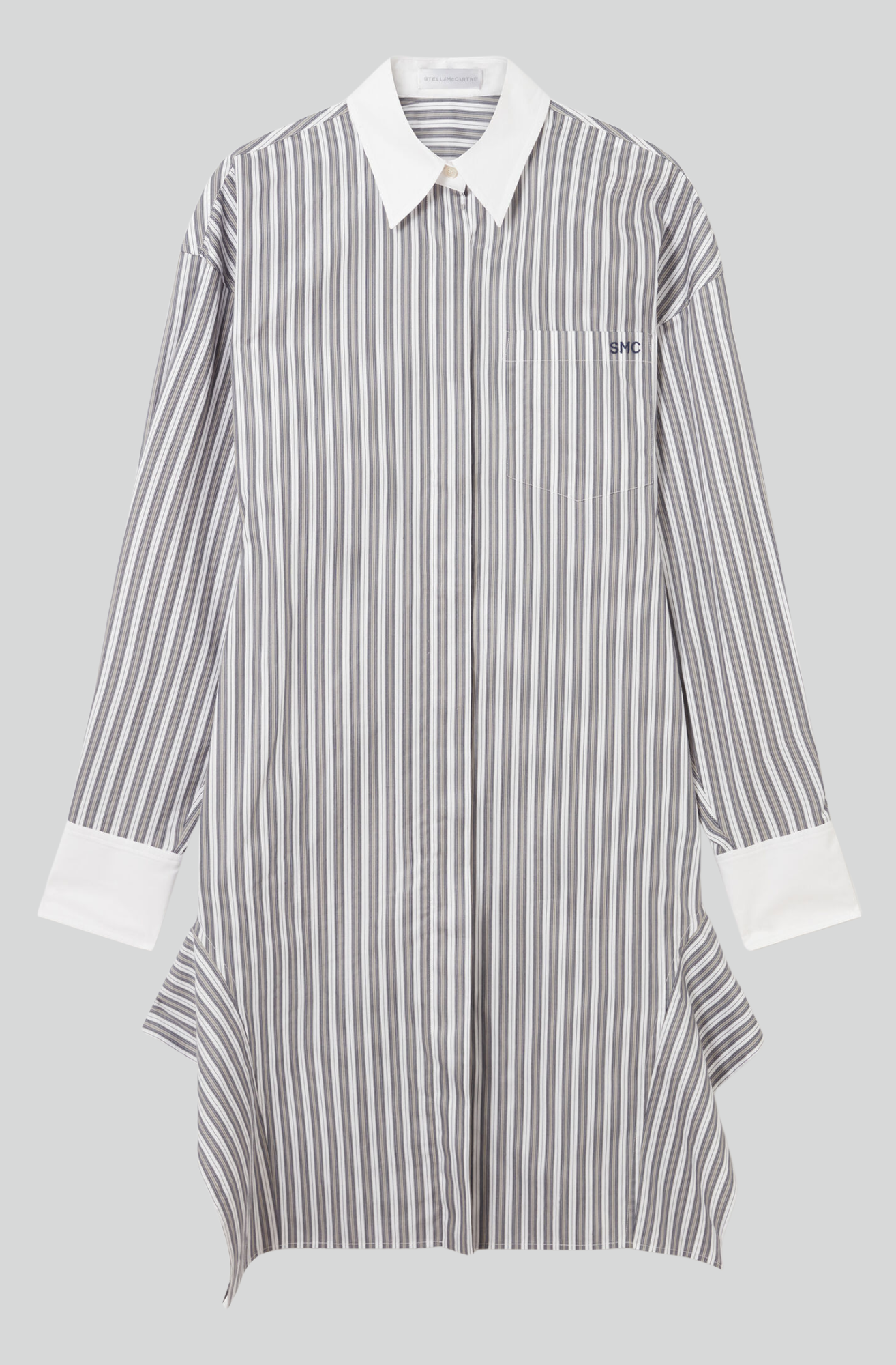 LONG-SLEEVE PINSTRIPE SHIRT DRESS