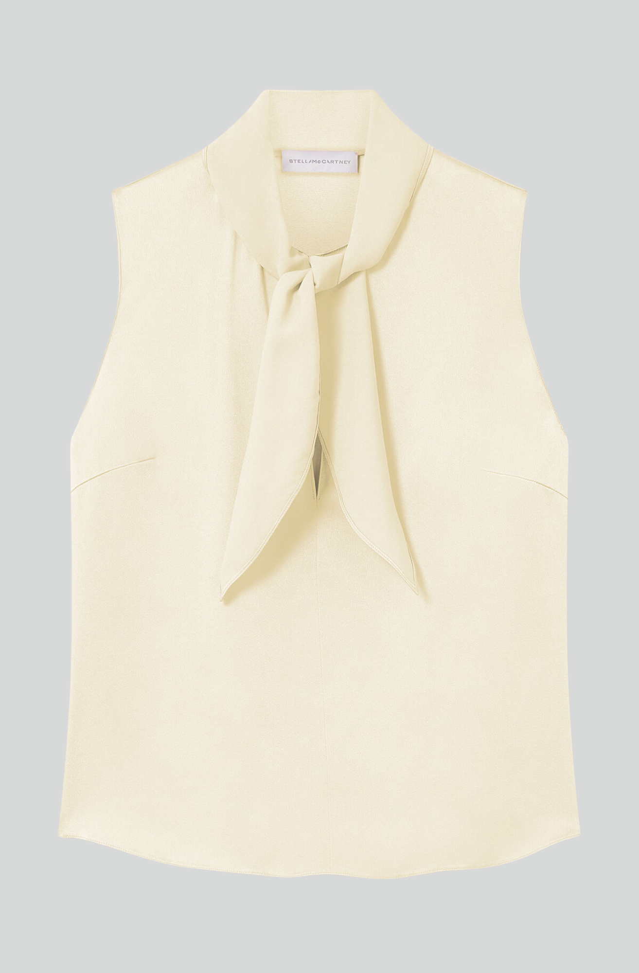 TIE-NECK SLEEVELESS SATIN TOP