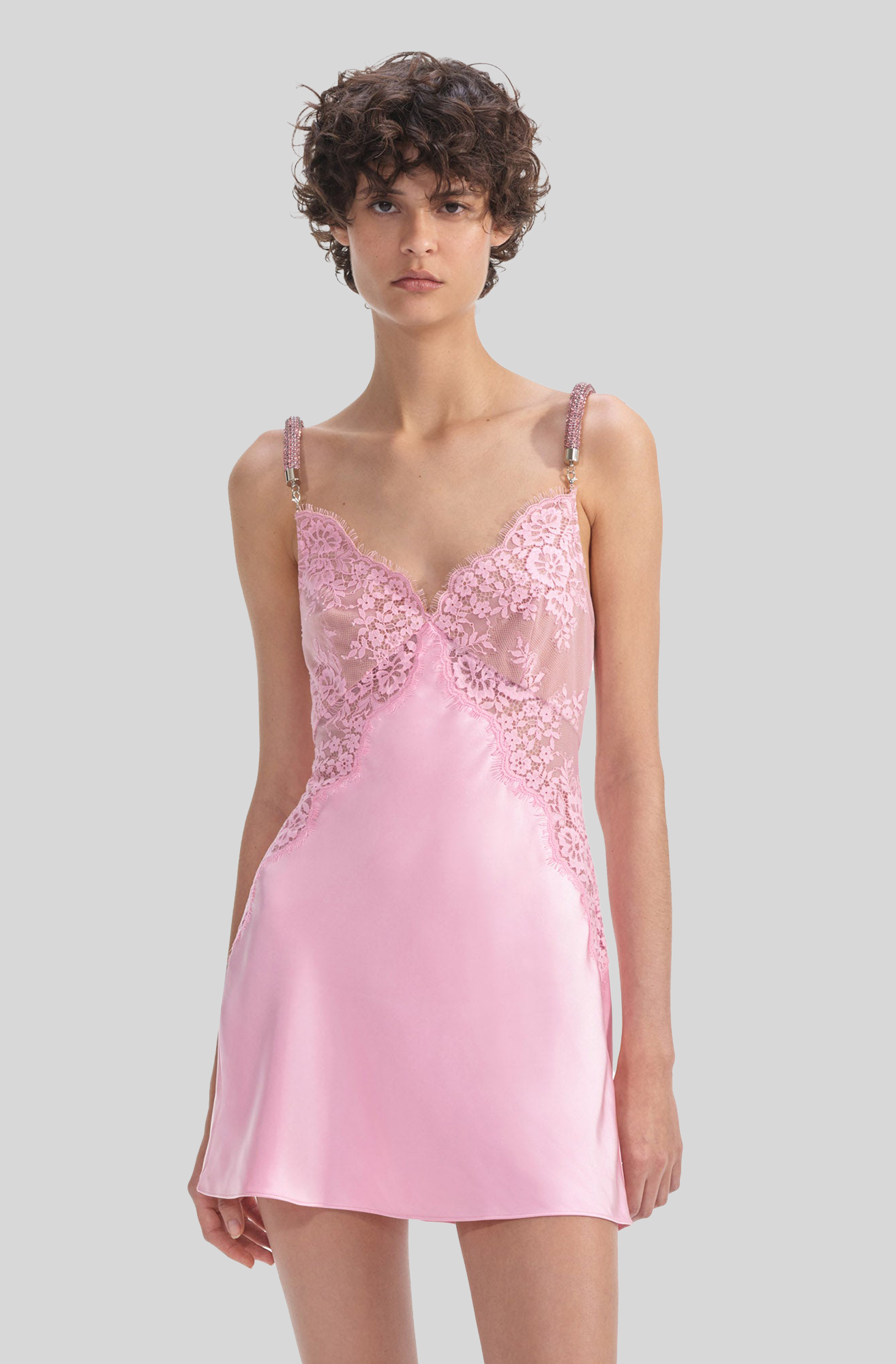 Self-Portrait Lace Satin Mini Dress Self-Portrait Lace Satin Mini Dress
