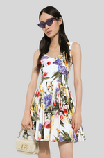 Load image into Gallery viewer, SHORT COTTON CORSET DRESS WITH GARDEN PRINT
