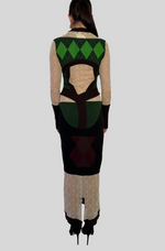 Load image into Gallery viewer, REGENERATED LOZENGE KNIT FITTED DRESS
