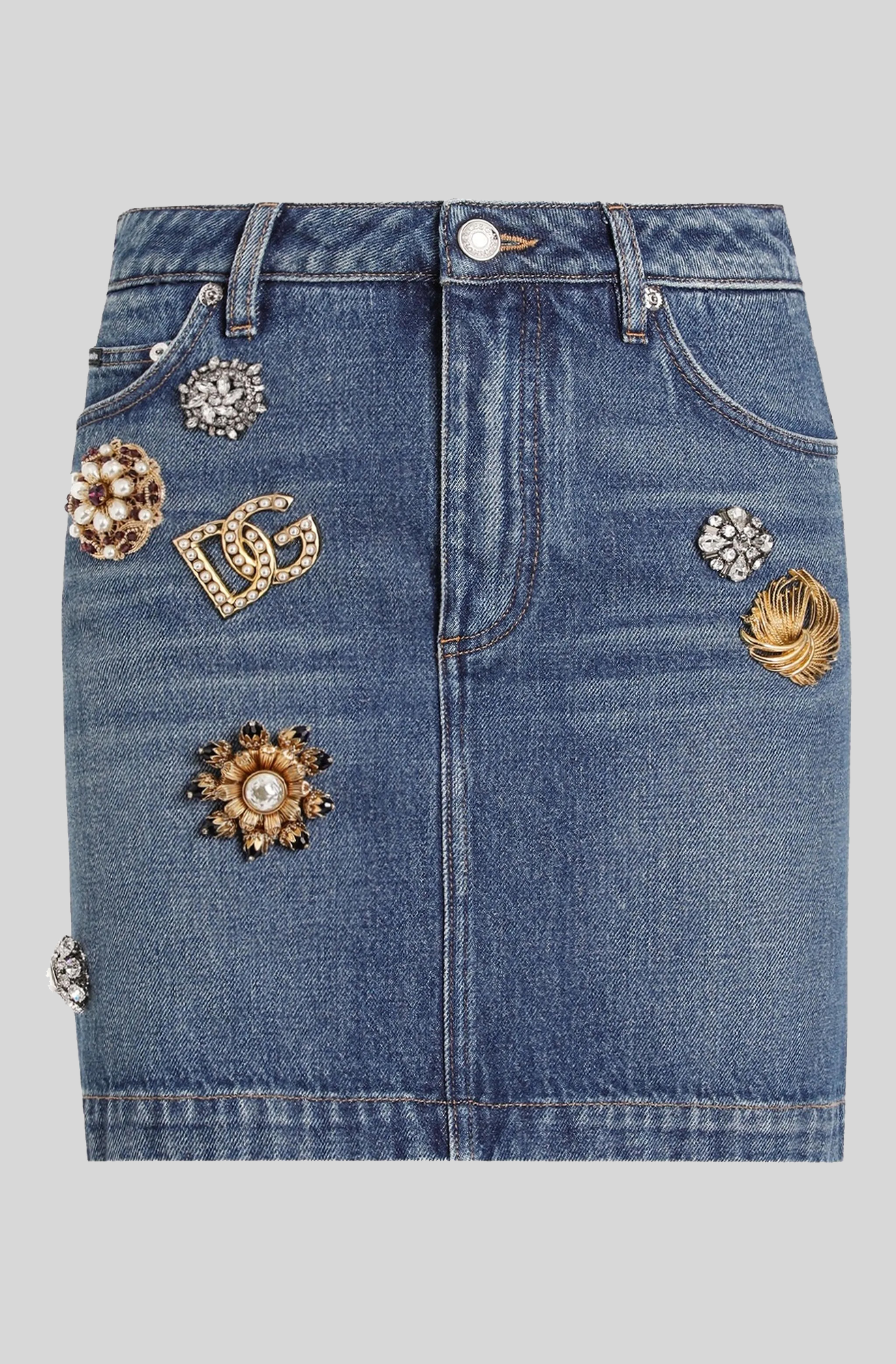 DENIM MINI SKIRT WITH CHARM DETAILS