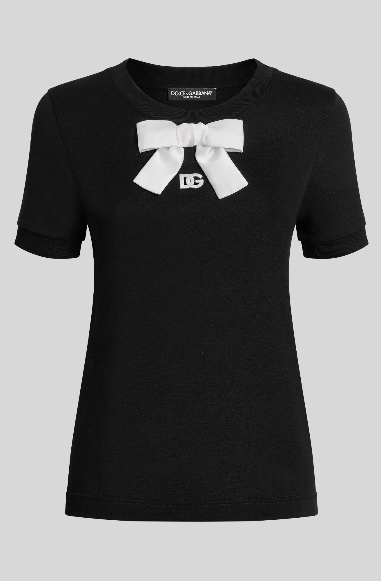 JERSEY T SHIRT WITH EMBROIDERY AND BOW