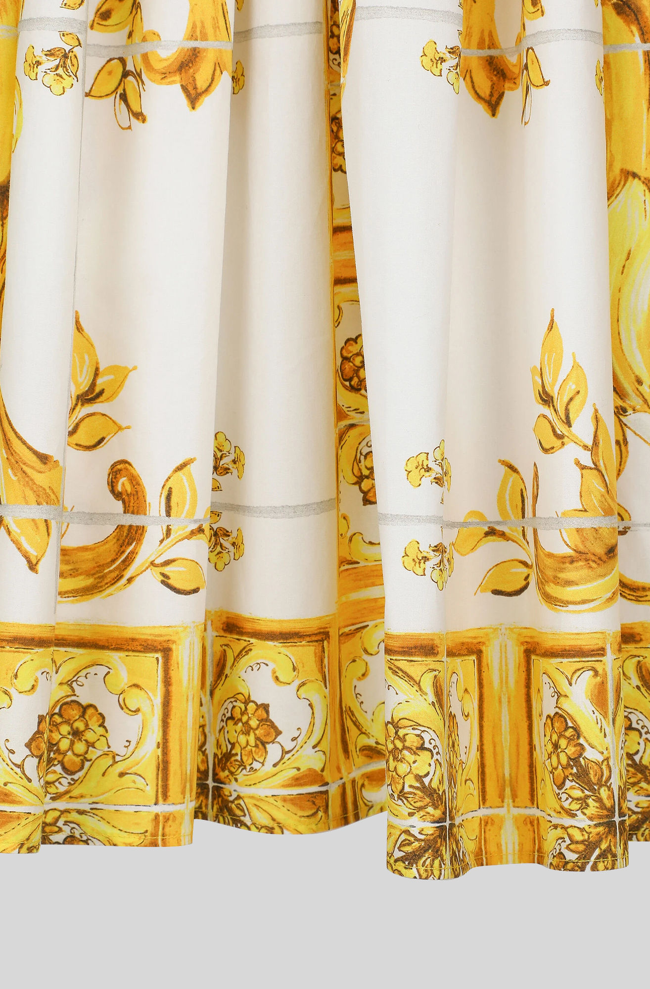 GAUN KORSET MIDI DARI BAHAN KATUN POPLIN DENGAN MOTIF MAJOLICA