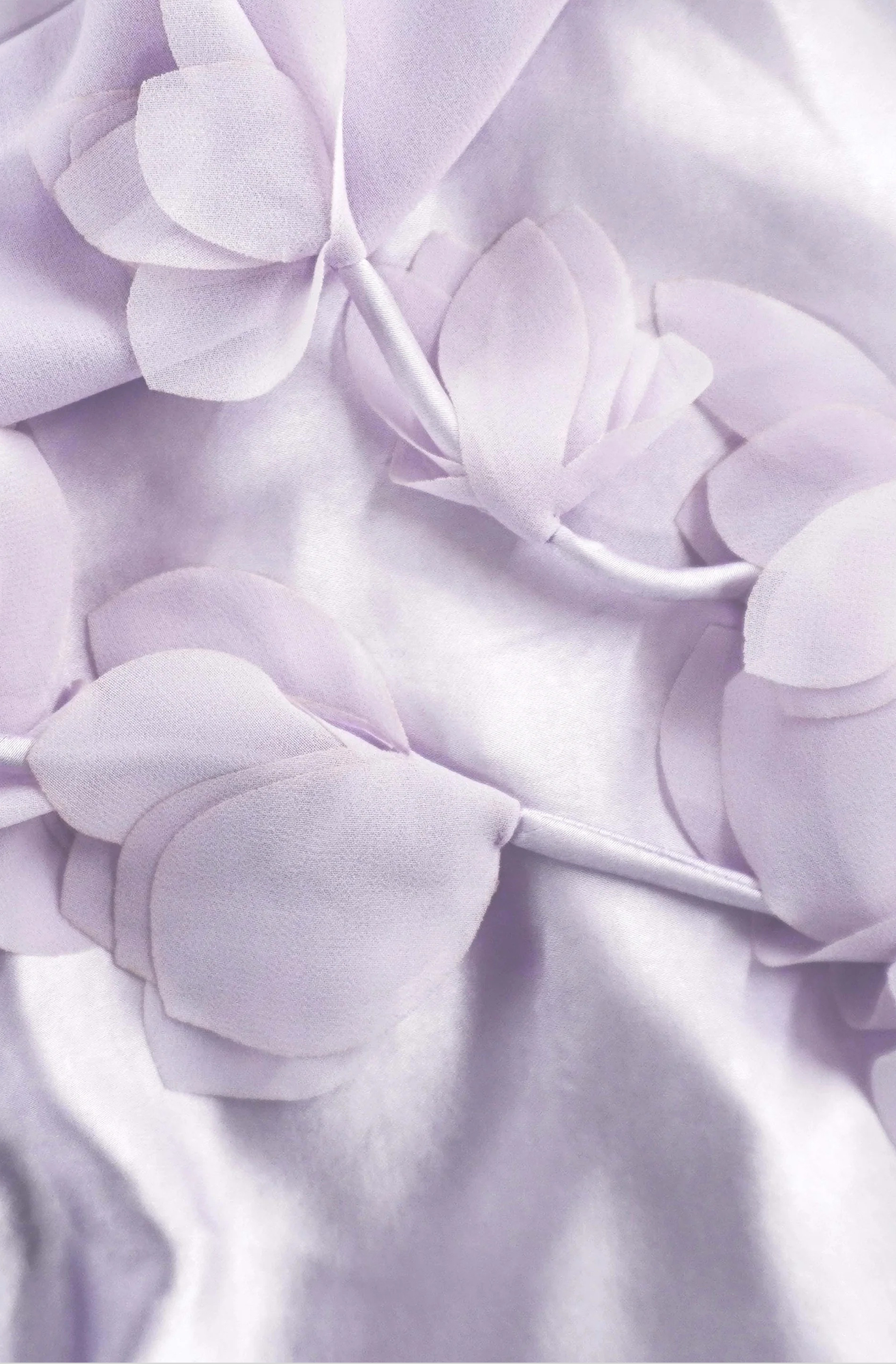 LILAC SATIN FLOWER MAXI DRESS