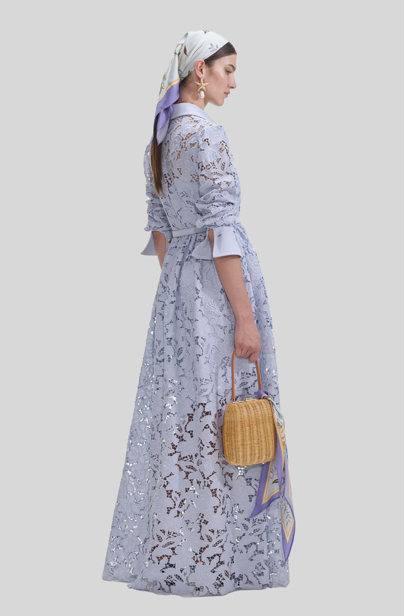 BLUE LACE COLLARED MAXI DRESS