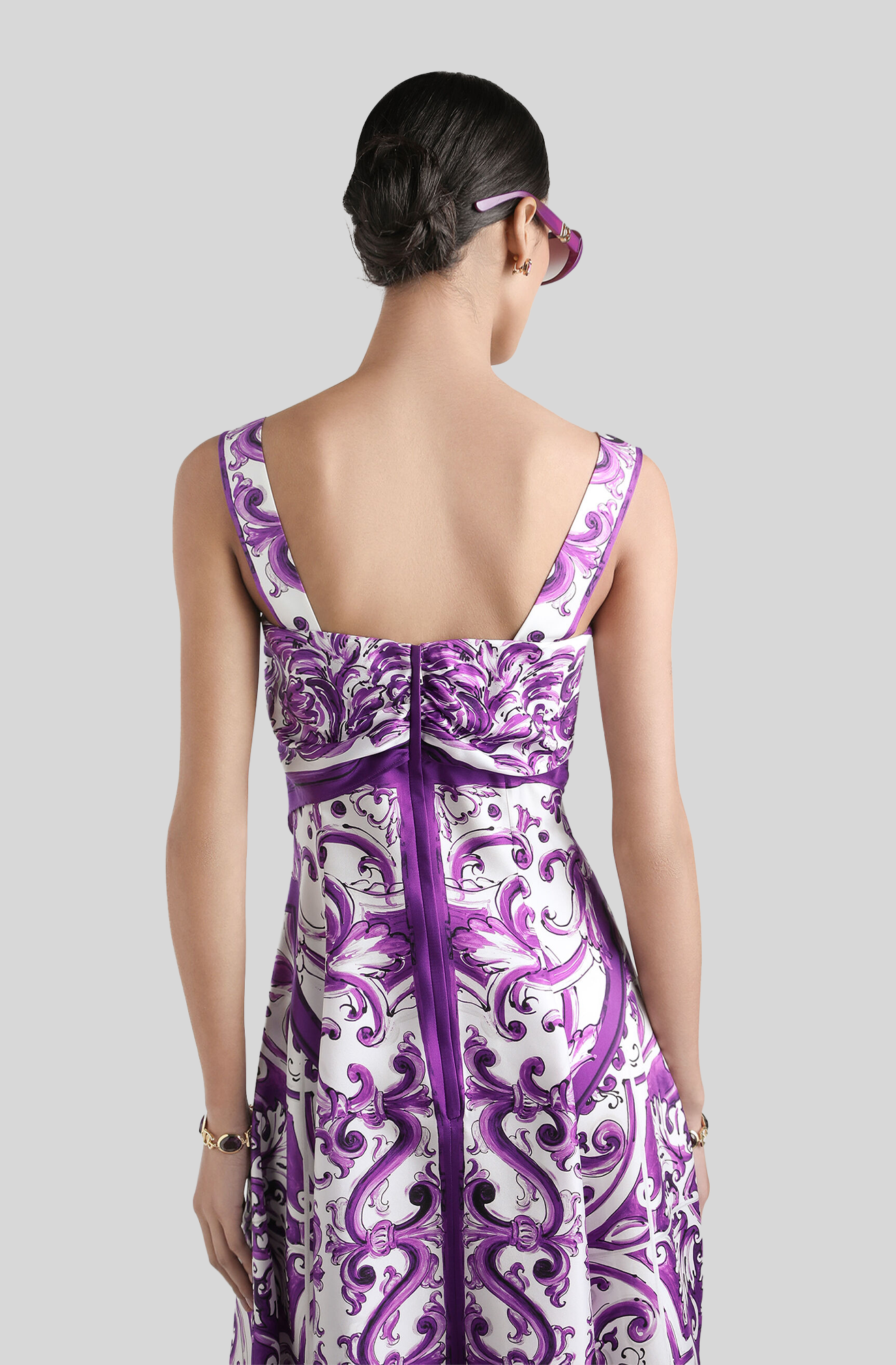 MAJOLICA-PRINT SILK TWILL DRESS