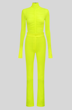 Load image into Gallery viewer, LONG SLEEVE RUCHED BODYSUIT AND STRAIGHT TROUSER SET
