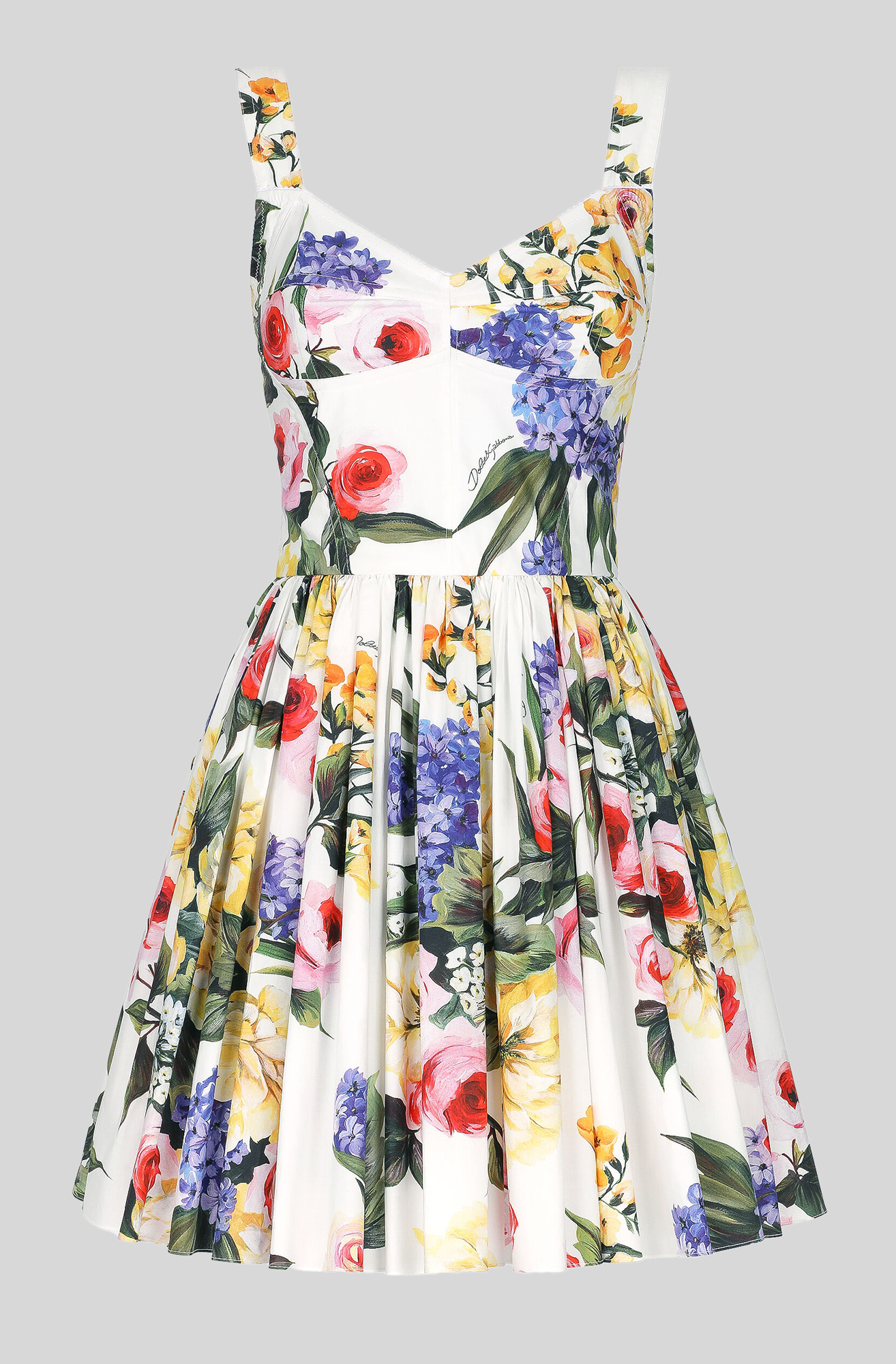 ROBE CORSET COURTE EN COTON IMPRIMÉ JARDIN