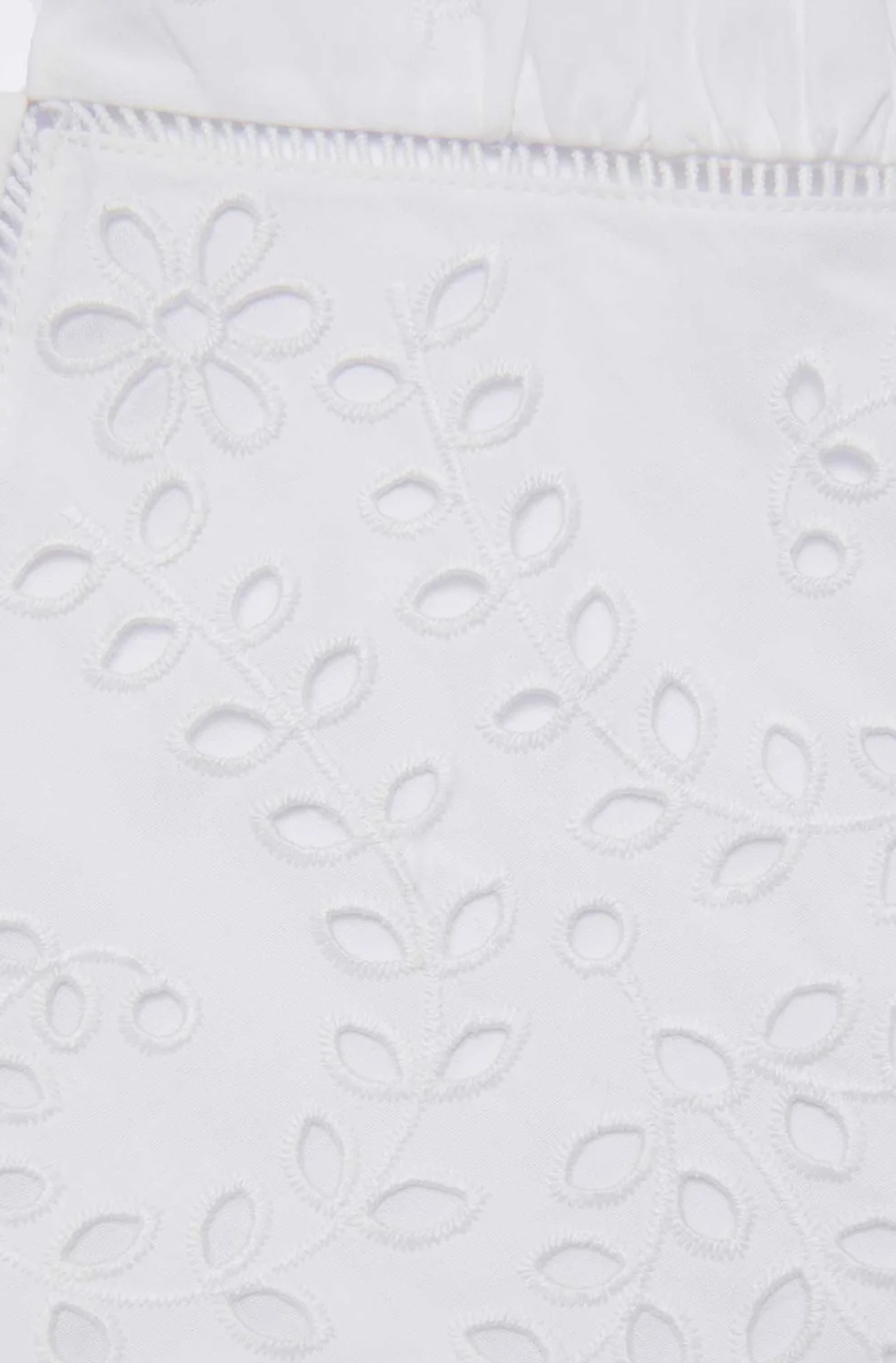 WHITE COTTON EMBROIDERED MIDI DRESS