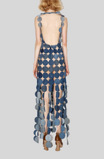 Load image into Gallery viewer, UPCYCLED DENIM MULTICIRCLE DRESS
