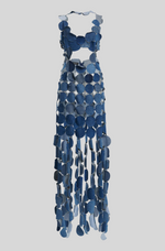 Load image into Gallery viewer, UPCYCLED DENIM MULTICIRCLE DRESS
