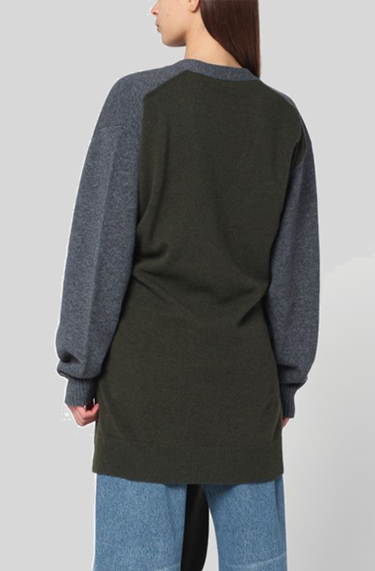 DOUBLE SLEEVE MIXED WOOL CARDIGAN