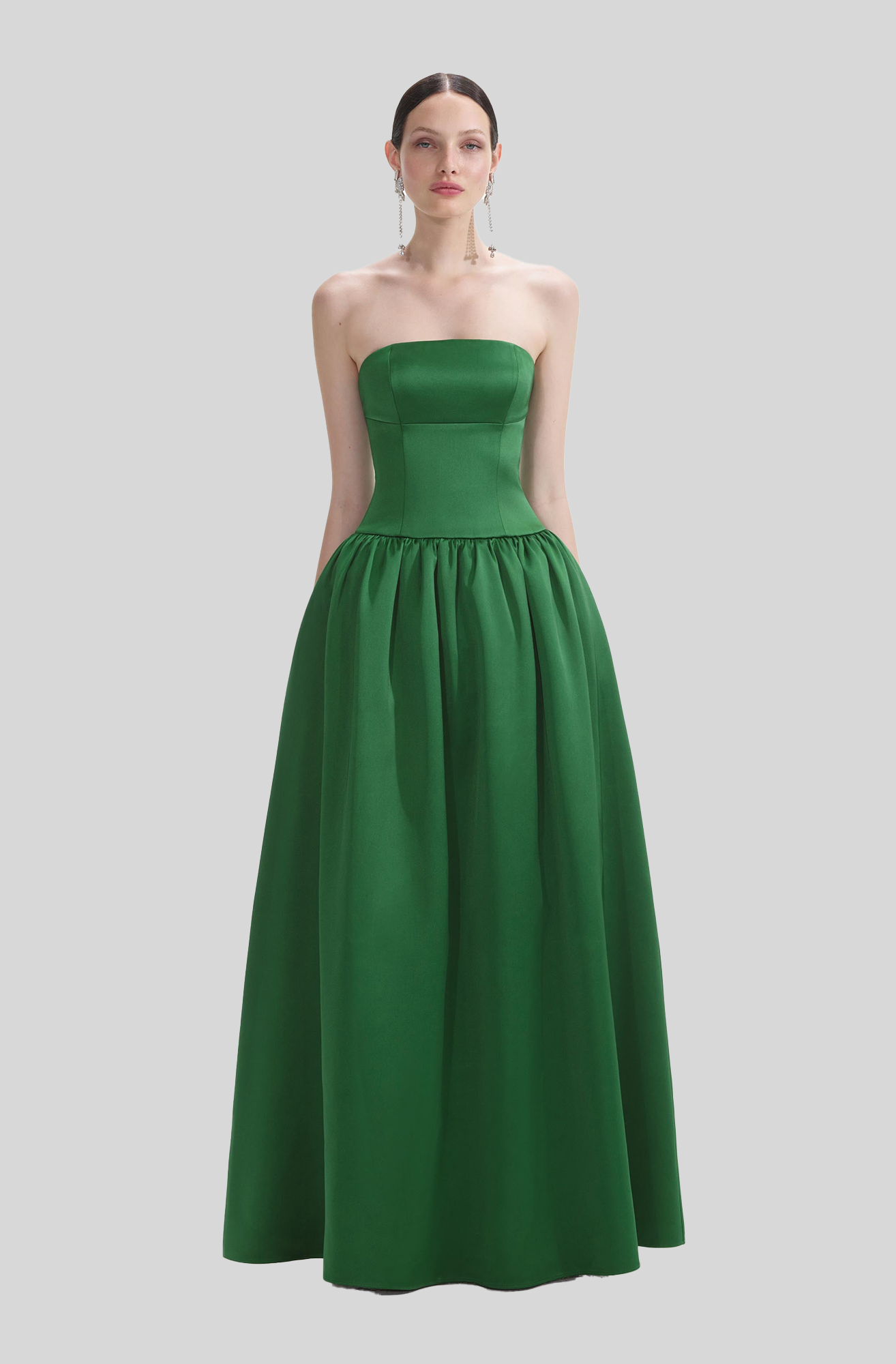 Green strapless fashion maxi dress