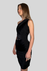 Load image into Gallery viewer, JERSEY BODY SHELTER DRAPED DRESS
