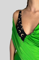 Load image into Gallery viewer, JERSEY BODY SHELTER DRAPED DRESS
