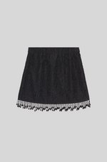 Load image into Gallery viewer, JAQCUARD ORGANZA BEAD FRINGE MINI SKIRT
