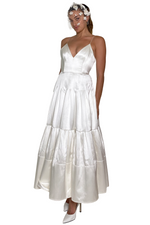 Load image into Gallery viewer, SILK TIER DRESS IN WHITE
