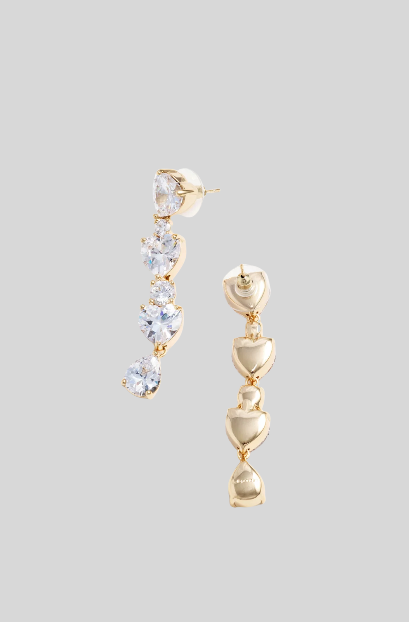 GOLD HEART CRYSTAL TIERED EARRINGS