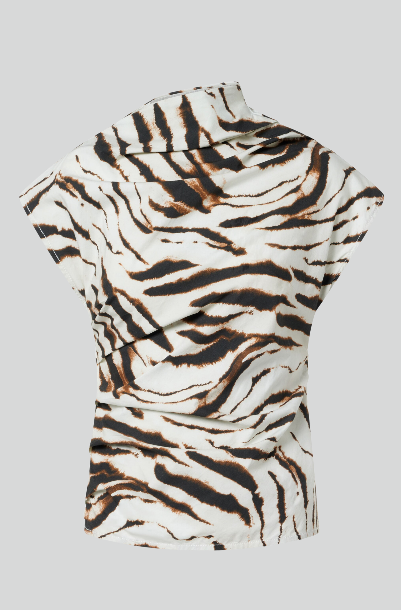 PRINTED STRETCH COTTON RUCHED TOP