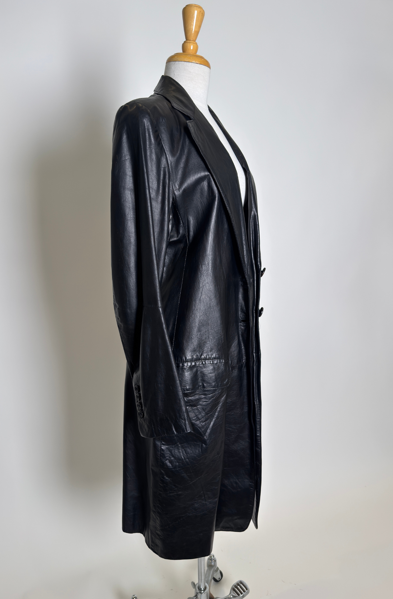 ANN DEMEULEMEESTER NOMIE LEATHER TAILORED LONG COAT