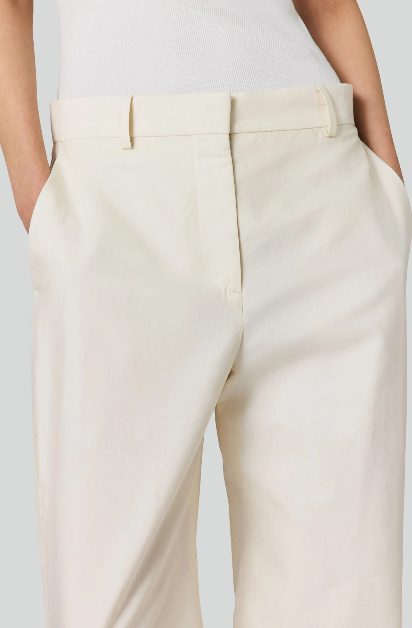 WASHED COTTON STRAIGHT TROUSERS