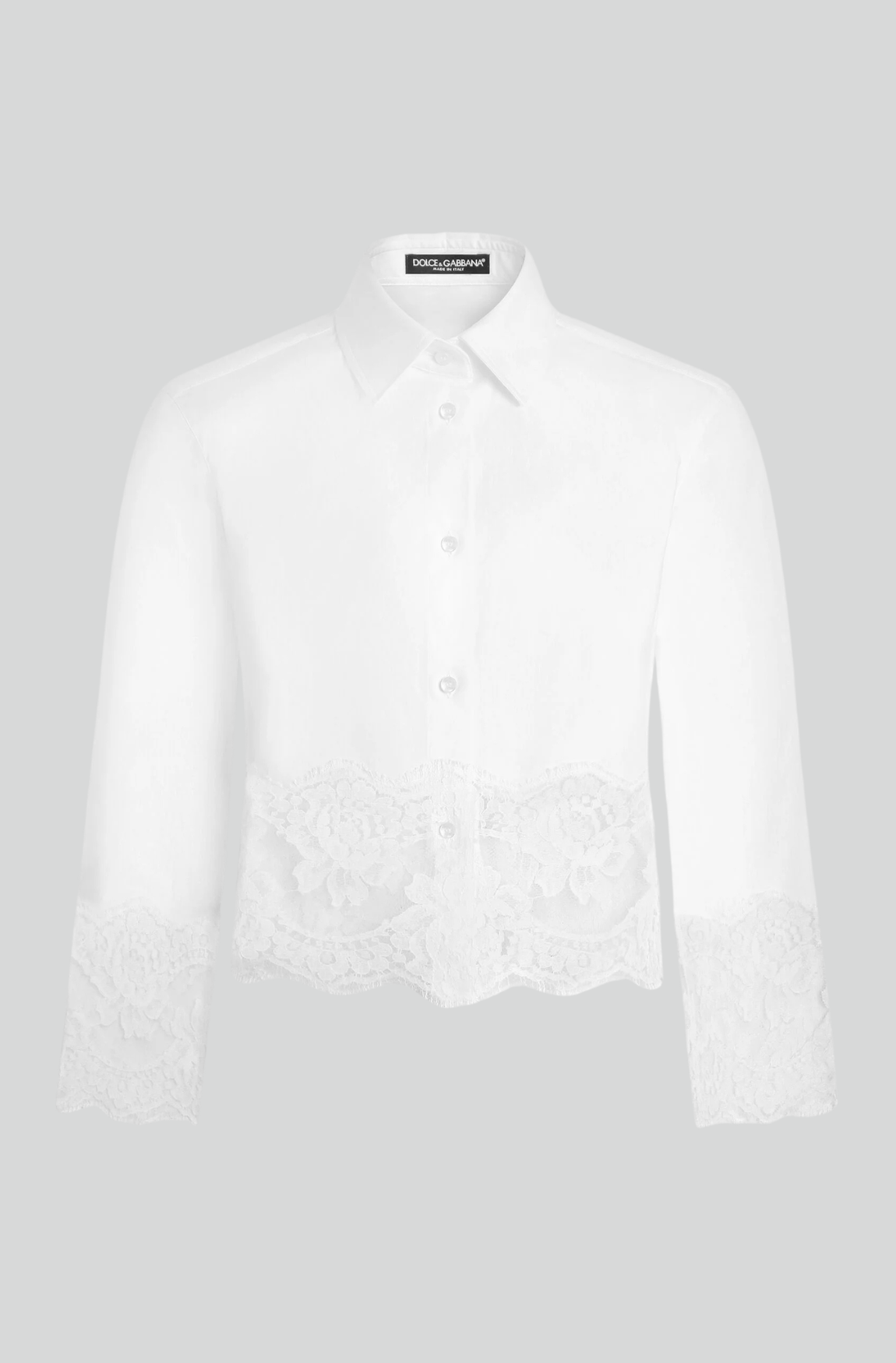 CROPPED POPLIN SHIRT WITH LACE INSERTS