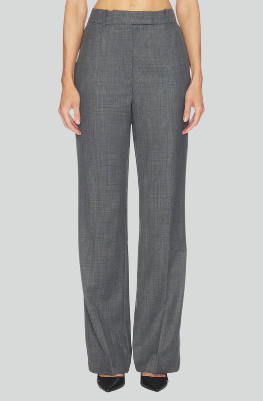 WOOL MELANGE SUITING STRAIGHT PANTS