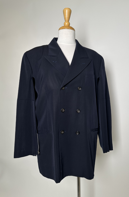 COMME DES GARCONS NAVY DOUBLE BREASTED COAT