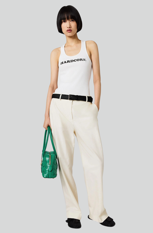 WASHED COTTON STRAIGHT TROUSERS