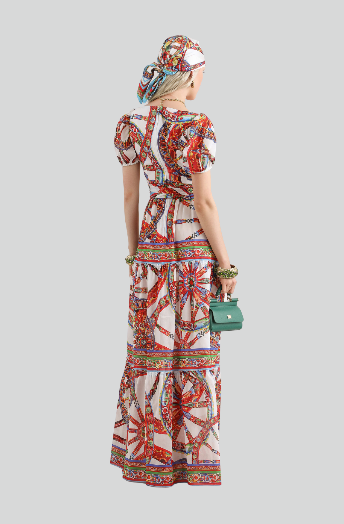 LONG BATISTE DRESS WITH CARRETTO-PRINT