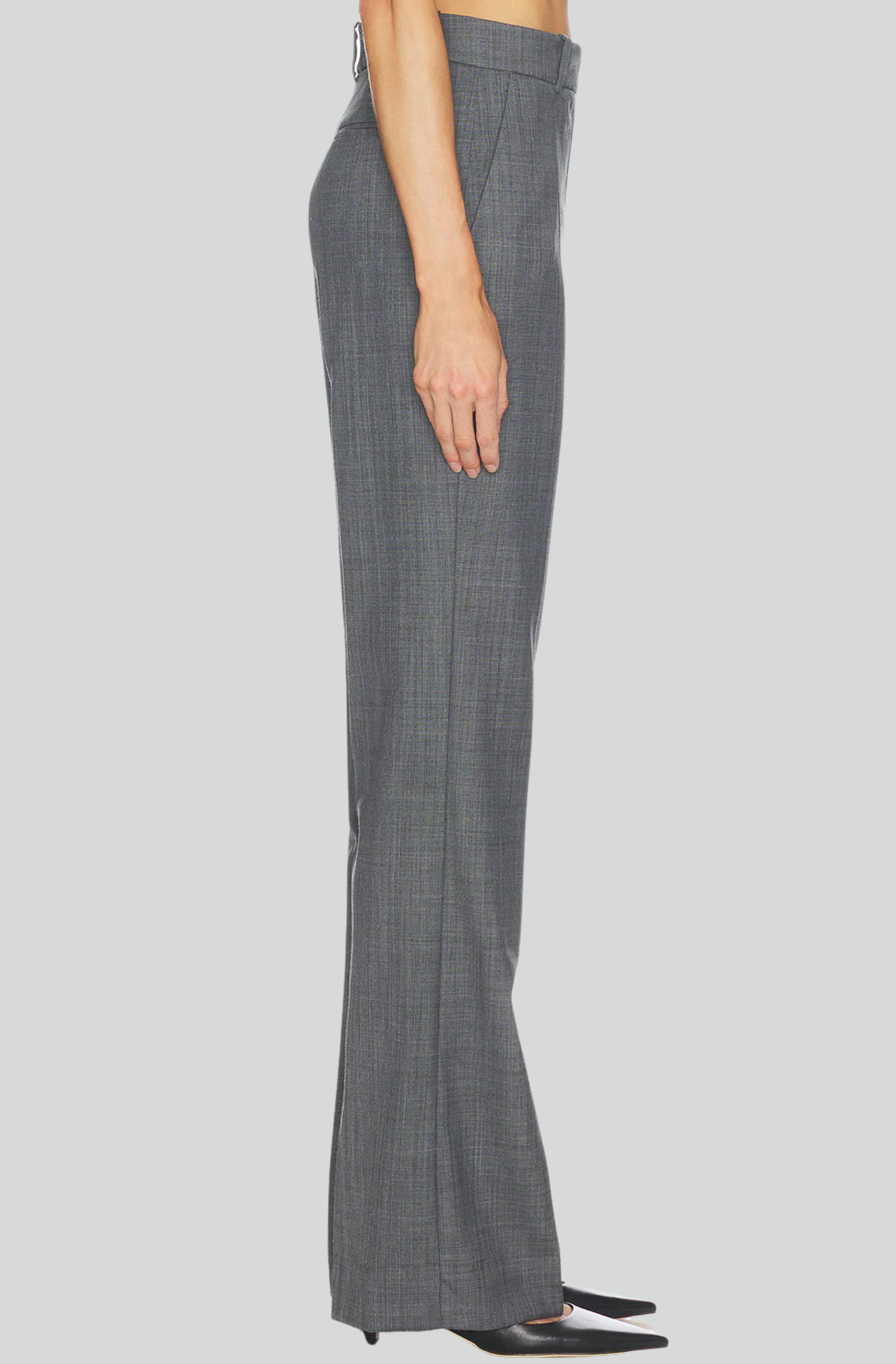 WOOL MELANGE SUITING STRAIGHT PANTS