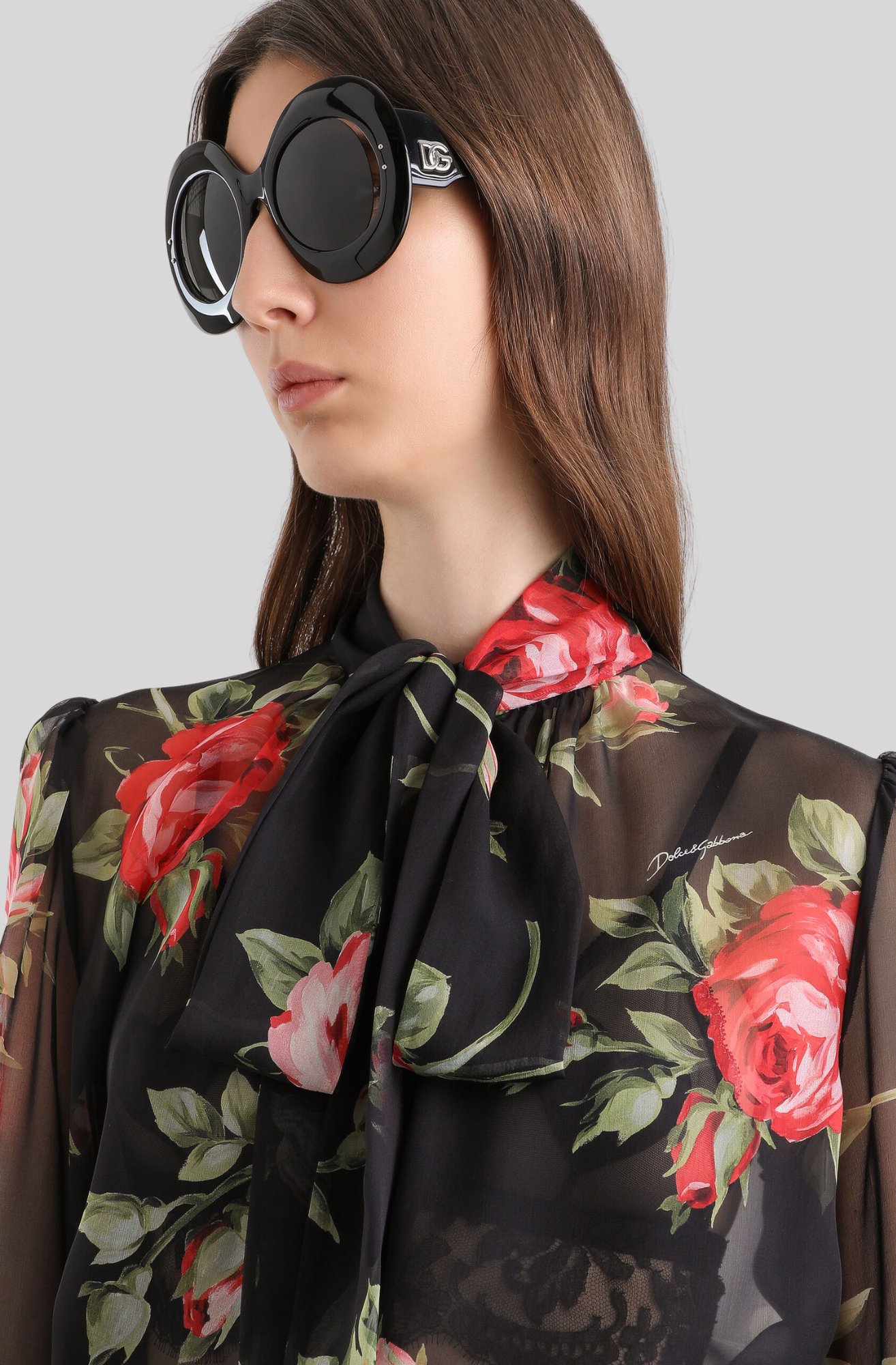 ROSE BOUQUET-PRINT CHIFFON TOP