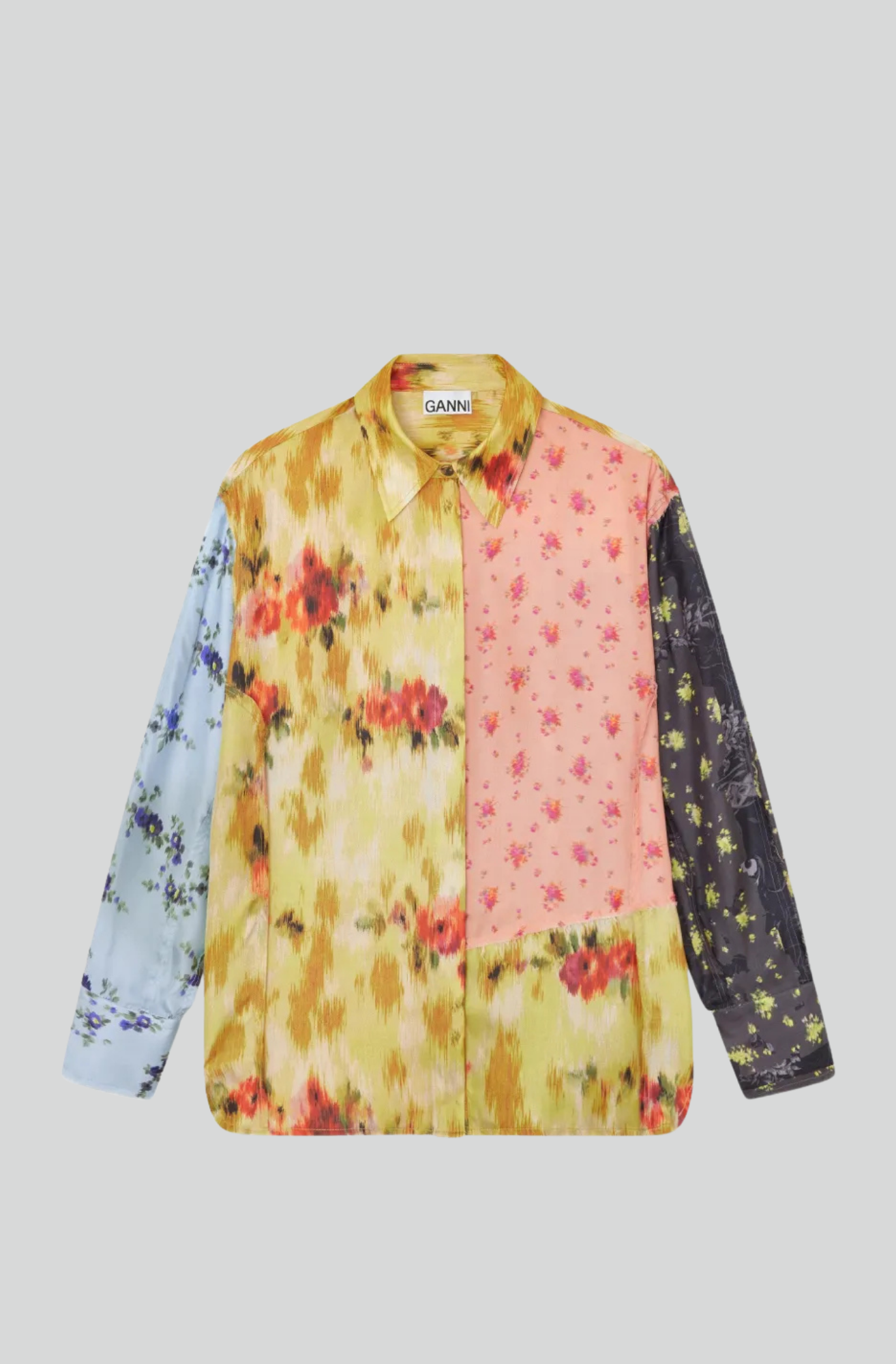MULTI PRINTED SILK TWILL LONG SLEEVE SHIRT