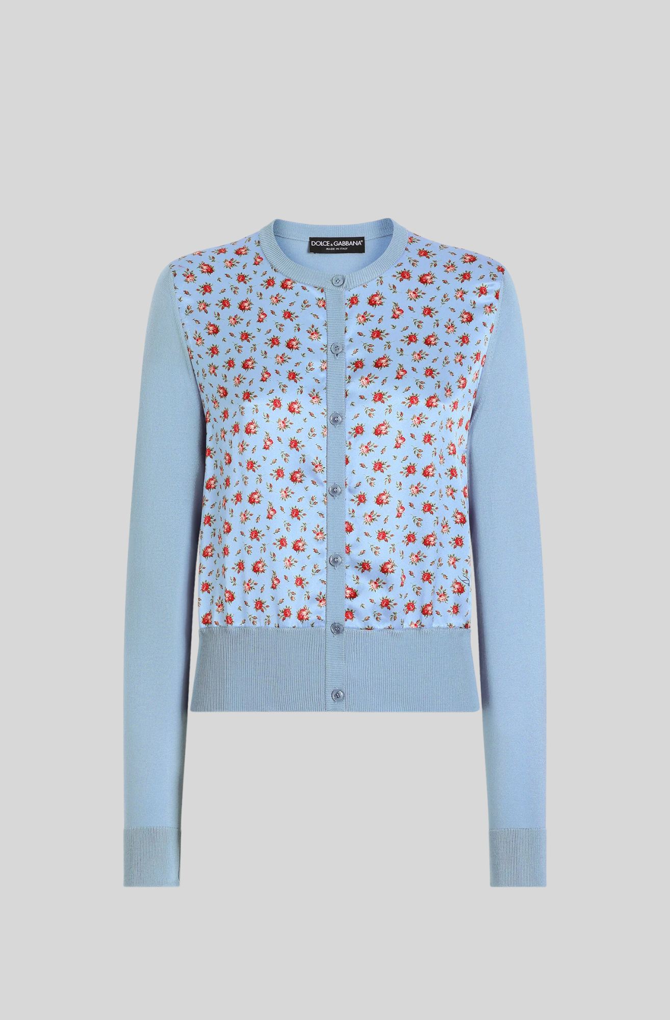 SMALL ROSE-PRINT SATIN CARDIGAN